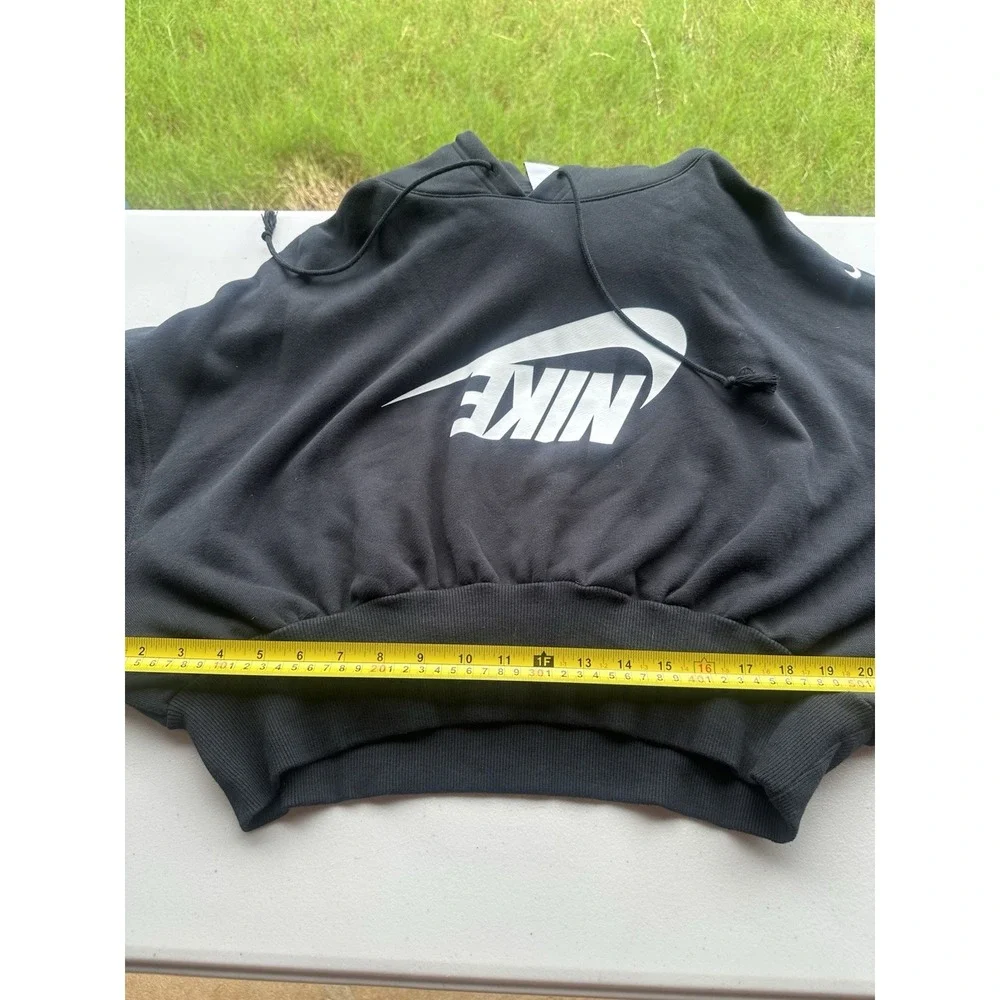 NIKE  Oversized Cropped French Terry Pullover Hoodie Black Size Large